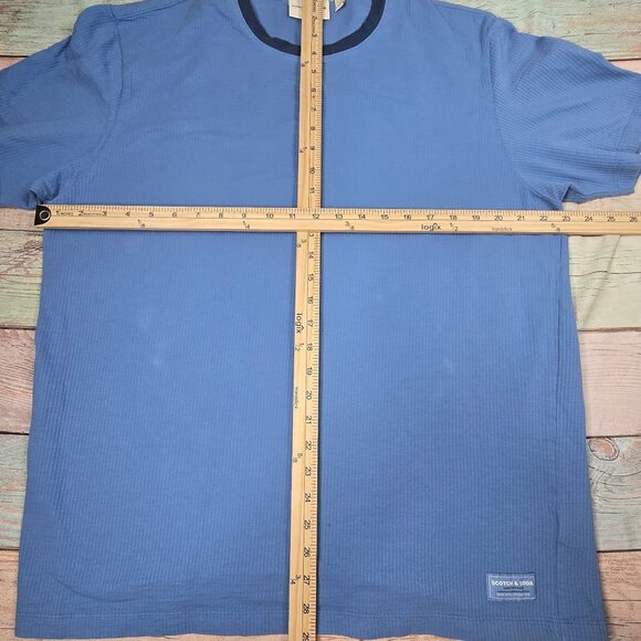 Scotch & Soda Mens Blue Ribbed Crewneck T-Shirt XL Crafted With Love - Picture 6 of 8